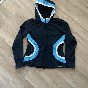 Moving Comfort Black Jacket with Blue and White Trim